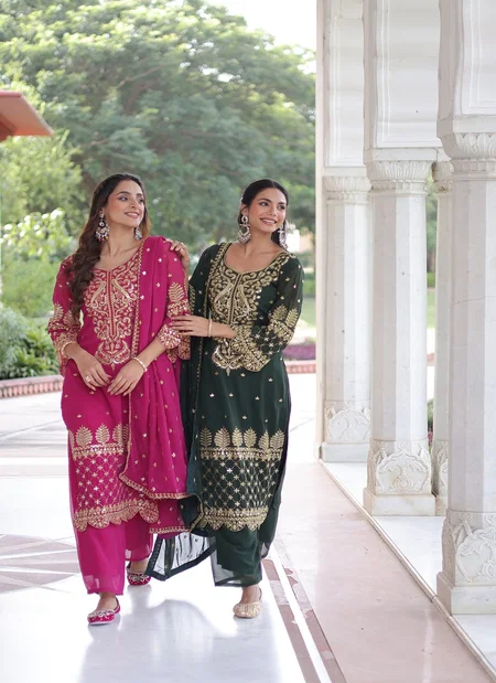 KA 1219 Faux Blooming Embroidered Work Kurti With Bottom Dupatta Online Wholesale